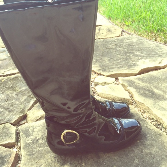 Jimmy Choo patent leather black riding boots