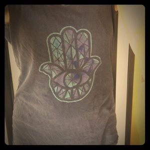 Hamsa navy blue tank with deep back