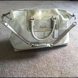 White/silver coach pocketbook