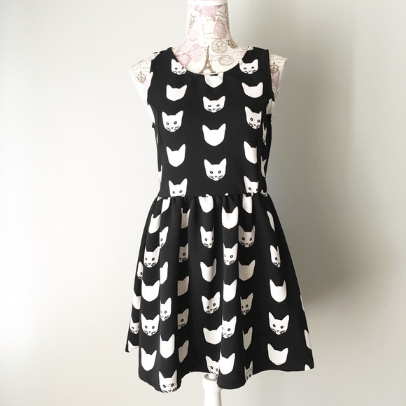 Divided Dresses & Skirts - Black Cat Skater Dress