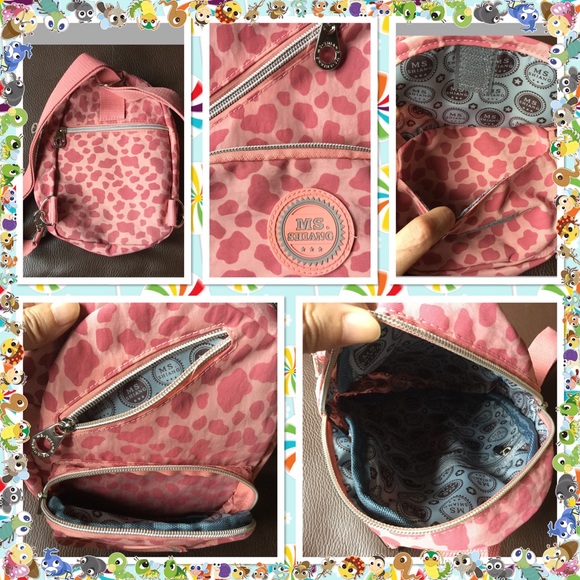 π Pink leopard printed girl backpack - Picture 2 of 2