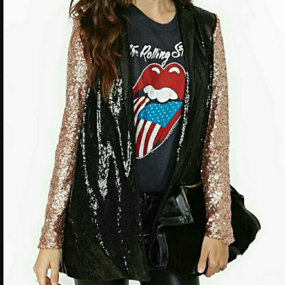 NASTY GAL SEQUIN BLAZER!!! BLACK & ROSE GOLD
