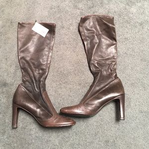 Brown leather knee high boots from barneys