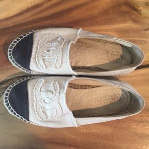 100% Authentic Chanel Beige Canvas Espadrilles