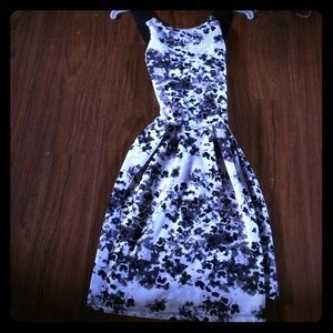 Black and white flower print dress