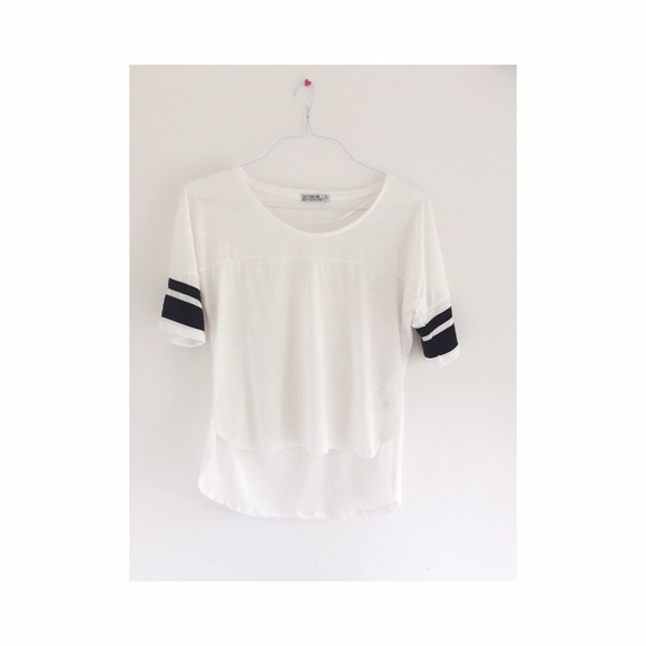 Cotton on black and white baseball tee