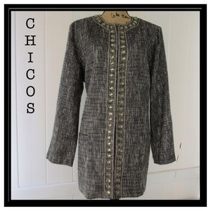 CHICO'S Jewels Black Ivory Metallic Tunic Topper✨