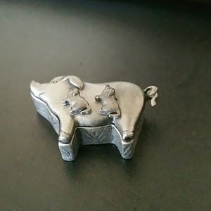 Pin/earring box set,  pewter