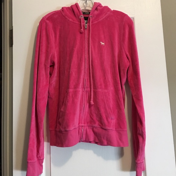 Victoria's Secret Pink Hot Pink Velour Sweater
