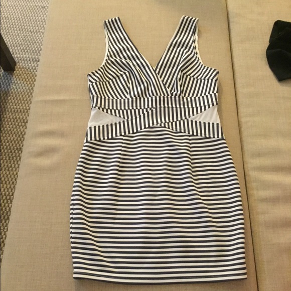 Navy and white striped dress