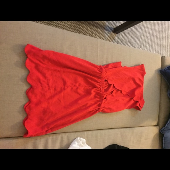 Coral scalloped dress