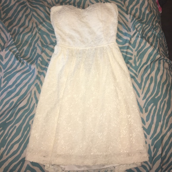 Strapless cream dress