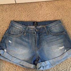 Just black denim shorts