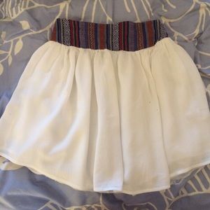 Tribal trim white flowy skirt