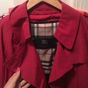 Cherry red Burberry Trench