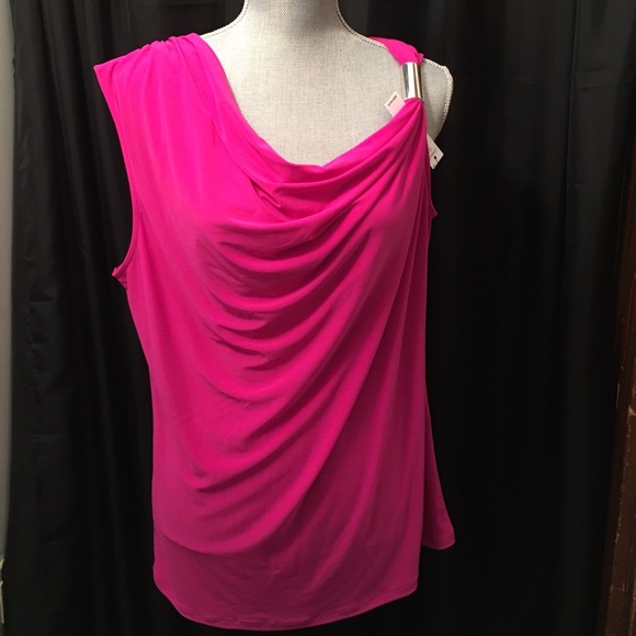 Hot pink embellished blouse.