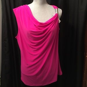 Hot pink embellished blouse.