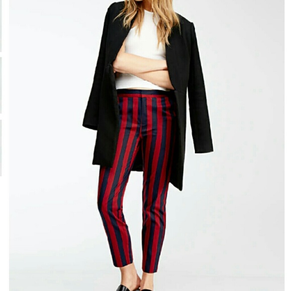 Forever 21 Striped Straight-Leg Trousers
