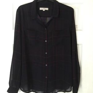LOFT Sheer Button-down Blouse