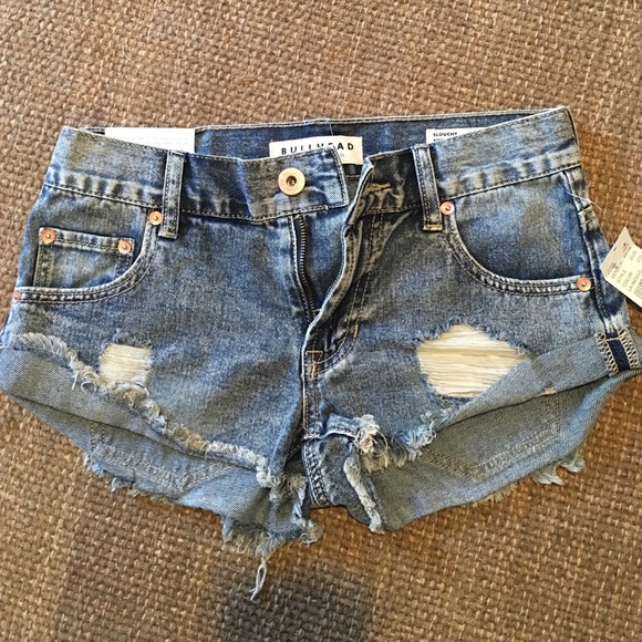 Distressed denim shorts