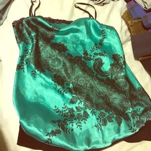 Spaghetti strapped silk tank top