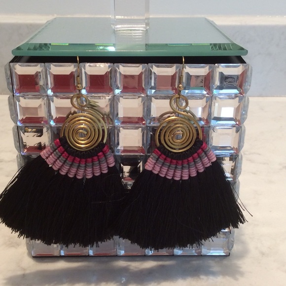 Tribal Spiral Tassel Earrings - Picture 1 of 4