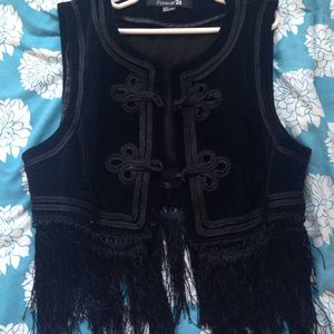 F21 Black Velvet Vest