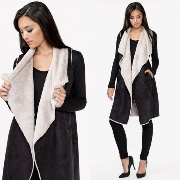 🎉🎉HP🎉🎉🔥LAST ONE🔥Long Suede Faux Fur Vest - Picture 2 of 4