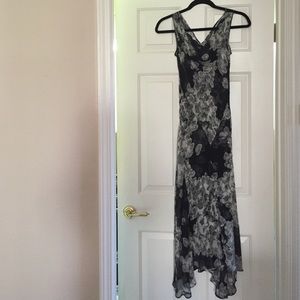 Sheer black and white floral print dress