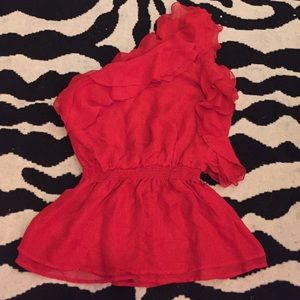 Myth one shoulder red flare top