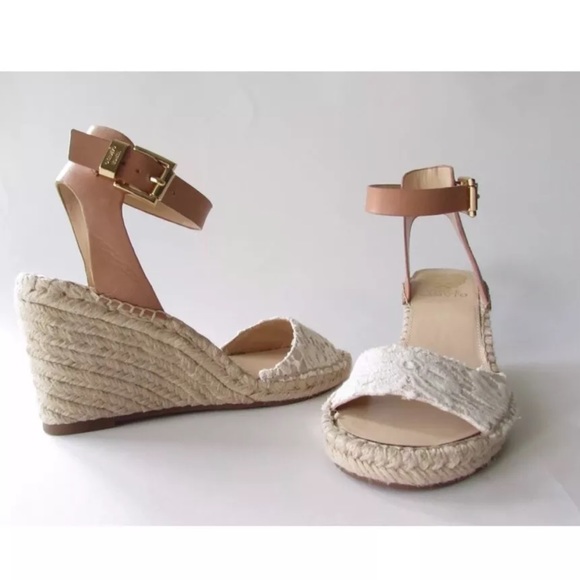 Vince Camuto white lace peep toe wedge espadrille - Picture 4 of 4