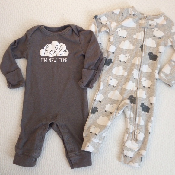 Carters NB footless rompers.