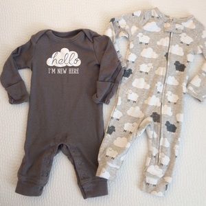 Carters NB footless rompers.
