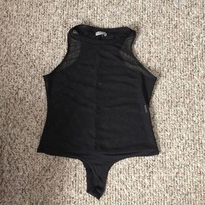 Black racer back mesh bodysuit