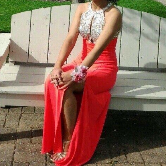 Coral prom dress