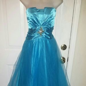 Turquoise Tulle Formal Dress