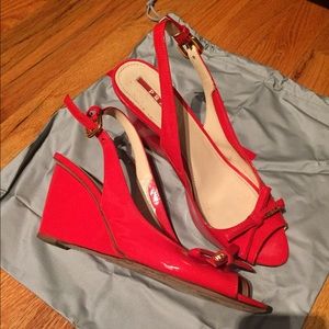 Prada Patent Leather Wedges