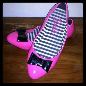 Pink and Black Barbie Bow Flats