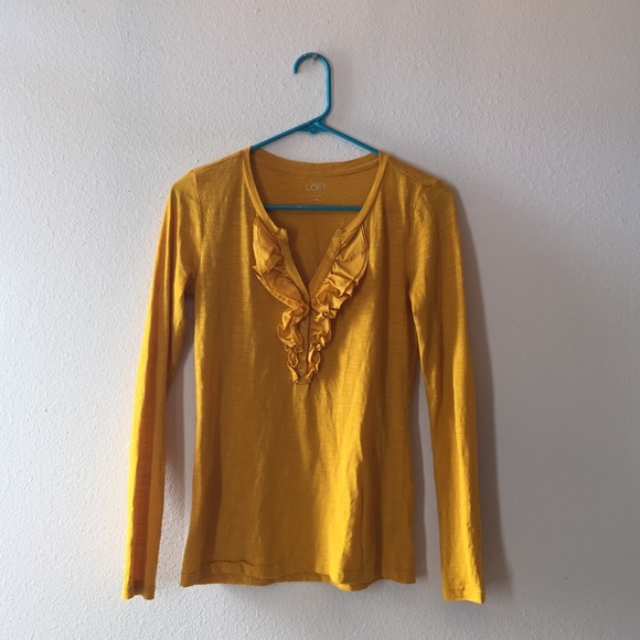 Ann Taylor Loft long sleeve mustard yellow blouse