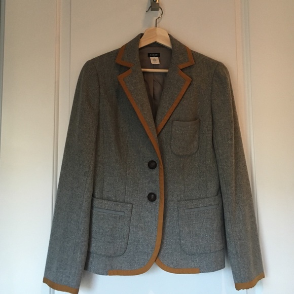 J. Crew blazer w/ yellow piping & leather buttons