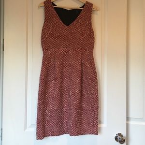J. Crew tweed dress in pink, blue, red & cream