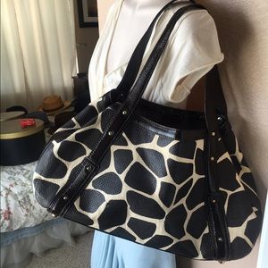 Banana Republic giraffe print straw/woven bag