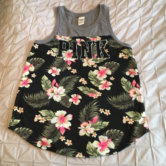 PINK Victoria's Secret Tops - VS PINK Sequin Logo Tank