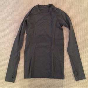 Grey and purple lululemon long sleeve