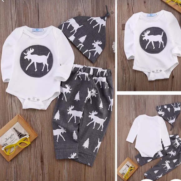 3 piece baby boy suit pants, hat, top