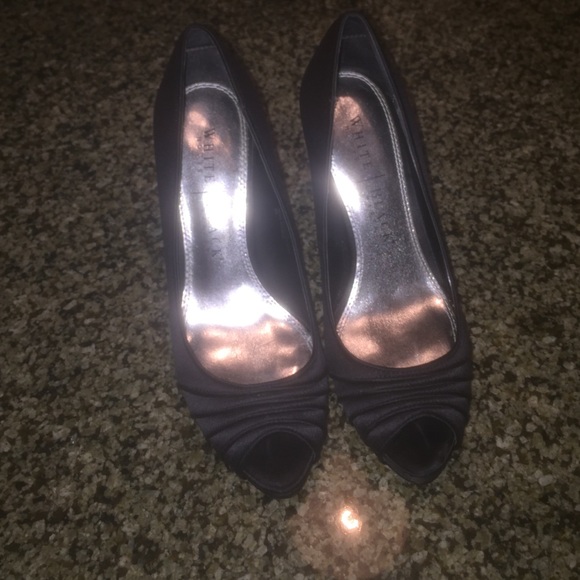 White House Black Market Satin peep toe Pumps