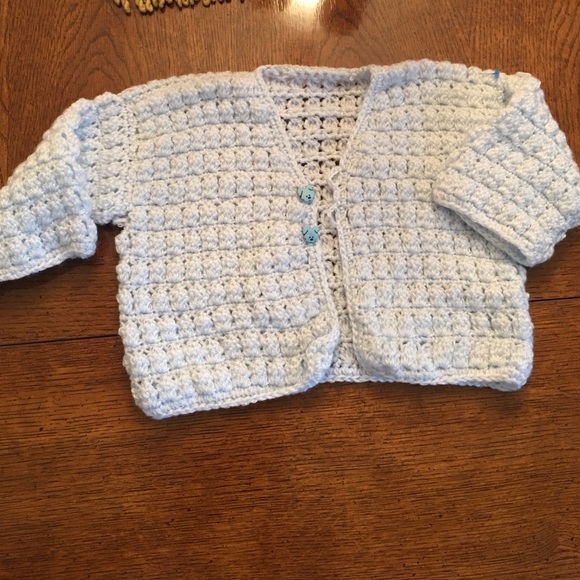 It's a boy! Hand knit sweater jacket! - Picture 2 of 4