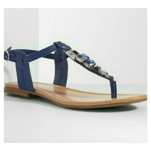 navy jeweled sandals