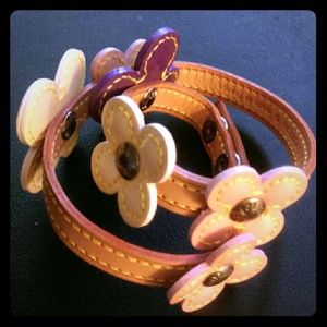Louis Vuitton Leather Flower Wrap Bracelet