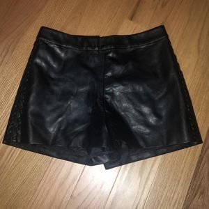 Topshop faux leather high waist shorts